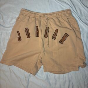 Jordan Tan Sweat Shorts Jumpman Logo Drawstring Athletic Men’s Large